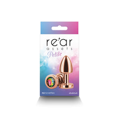 Rear Assets Petite Butt Plug with Rainbow Gem - Rose Gold