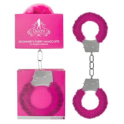 Ouch Brand Beginner's Furry Handcuffs - Pink