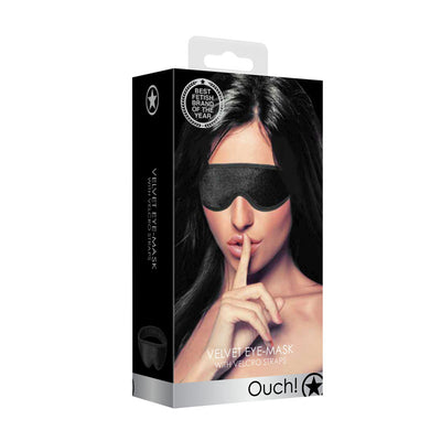 OUCH! Velvet & Velcro Adjustable Eye Mask - Black