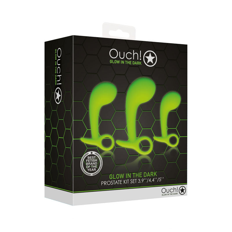 OUCH! Glow In The Dark Prostate Massager kit - Set of 3