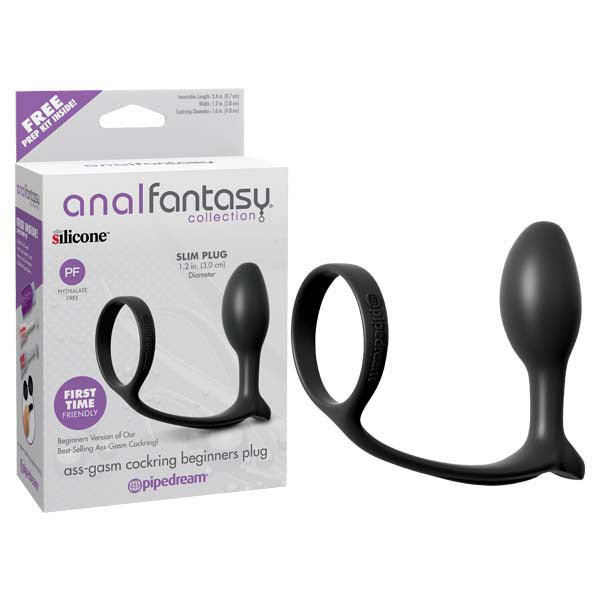 Anal Fantasy Collection Ass-Gasm Cock Ring Beginners Plug -  Cock Ring with Anal Plug