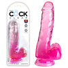 King Cock Clear 6'' Cock Dildo with Balls - Pink