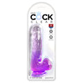 King Cock Clear 6'' Cock with Balls - Purple
