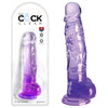 King Cock Clear 8'' Cock Dildo with Balls - Purple