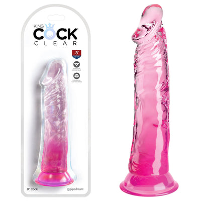 King Cock Clear 8'' Cock Dildo - Pink