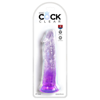 King Cock Clear 8'' Cock Dildo - Purple