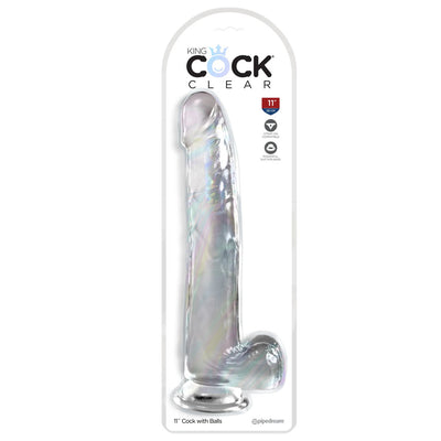 King Cock  11'' Cock Dildo with Balls - Clear