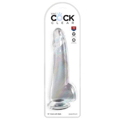 King Cock  10'' Cock Dildo with Balls - Clear