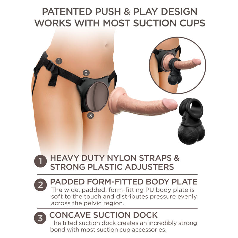 King Cock Elite Ultimate Vibrating Silicone Body Dock Kit with 17.8 cm Vibrating Dong & Balls