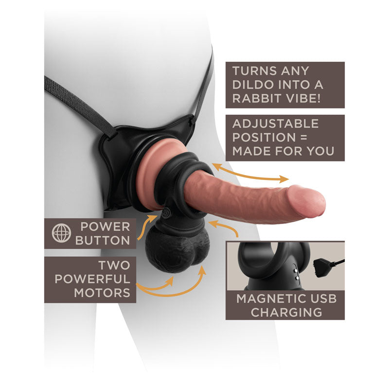 King Cock Elite Ultimate Vibrating Silicone Body Dock Kit with 17.8 cm Vibrating Dong & Balls