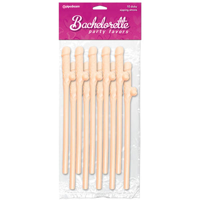 Bachelorette Party Favors - Dicky Sipping Straws -  Straws - Set of 10