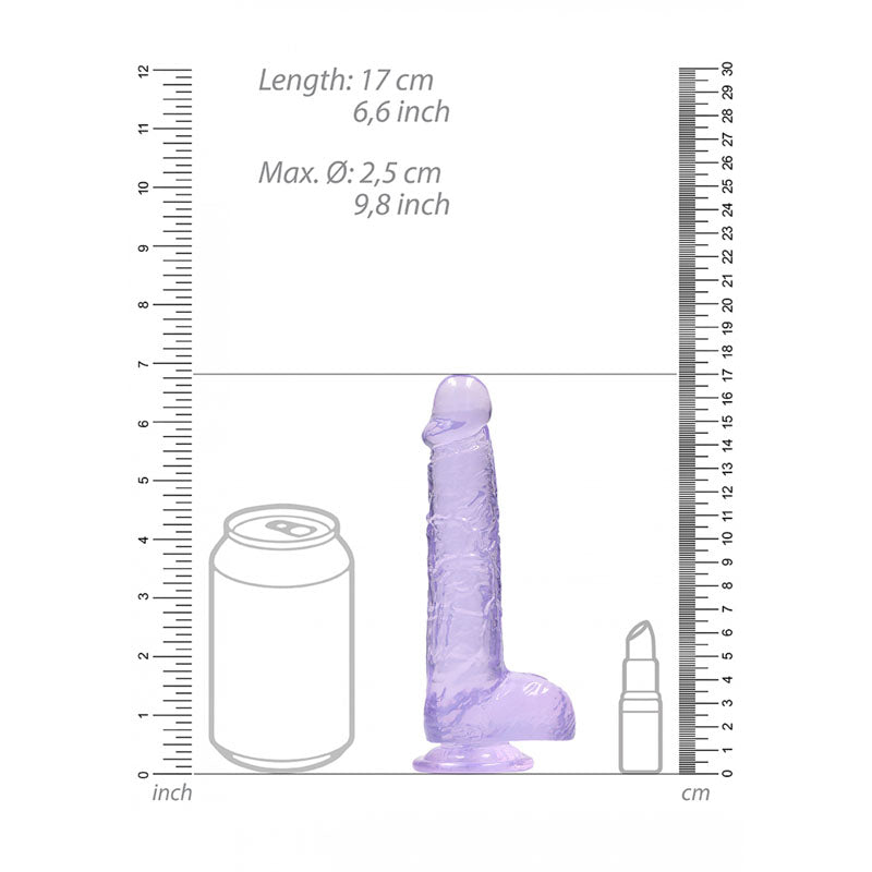 RealRock Realistic Dildo With Balls - 15cm Purple