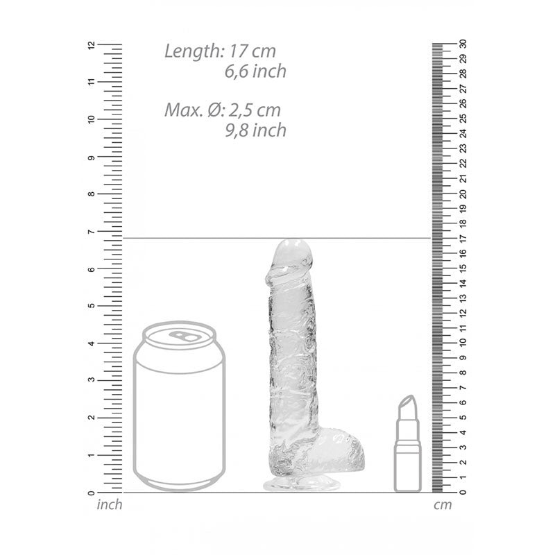 RealRock Realistic Dildo With Balls - 15cm Clear
