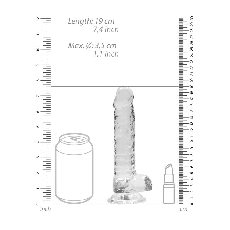 RealRock Realistic Dildo With Balls - 17.5cm Clear