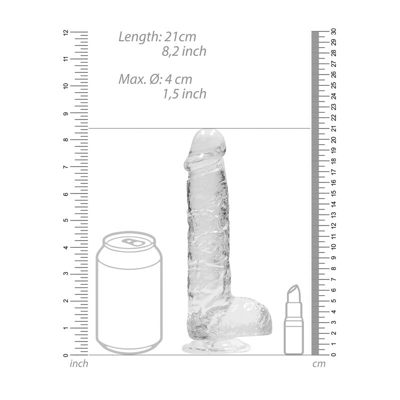 RealRock Realistic Dildo With Balls - 20cm Clear