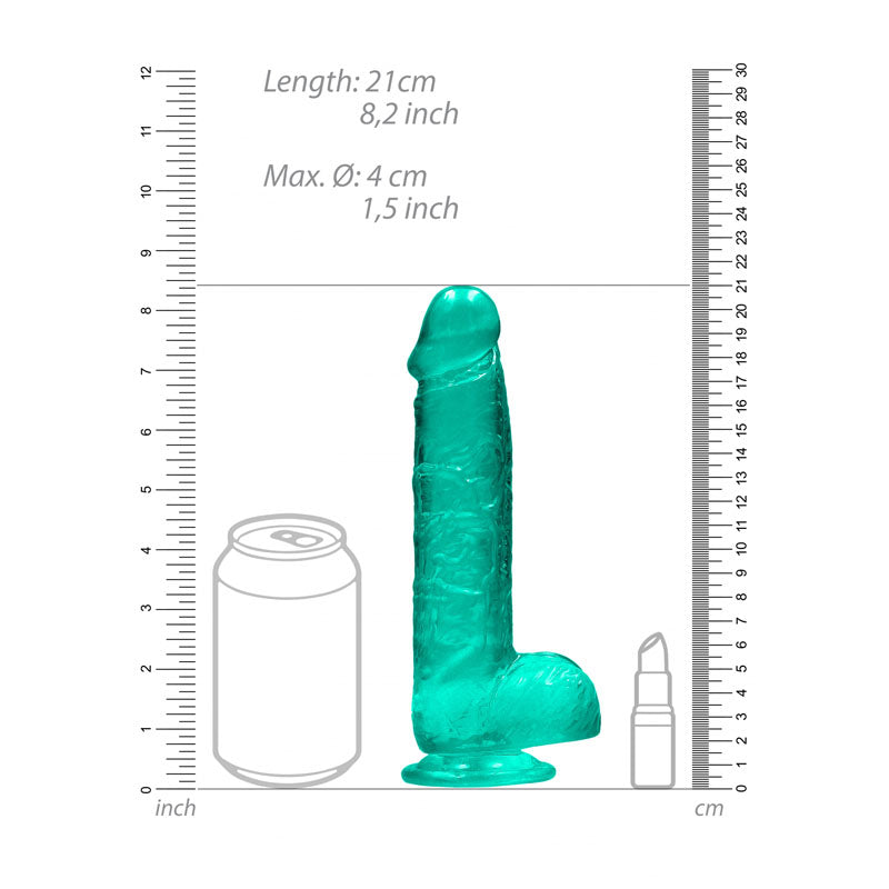 RealRock 8'' Realistic Dildo With Balls - GREEN