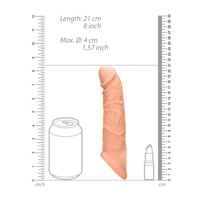 REALROCK 8'' Realistic Penis Extender with Rings - Flesh