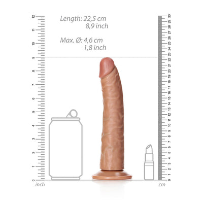REALROCK Realistic Slim Dildo with Suction Cup - 20.5cm Tan
