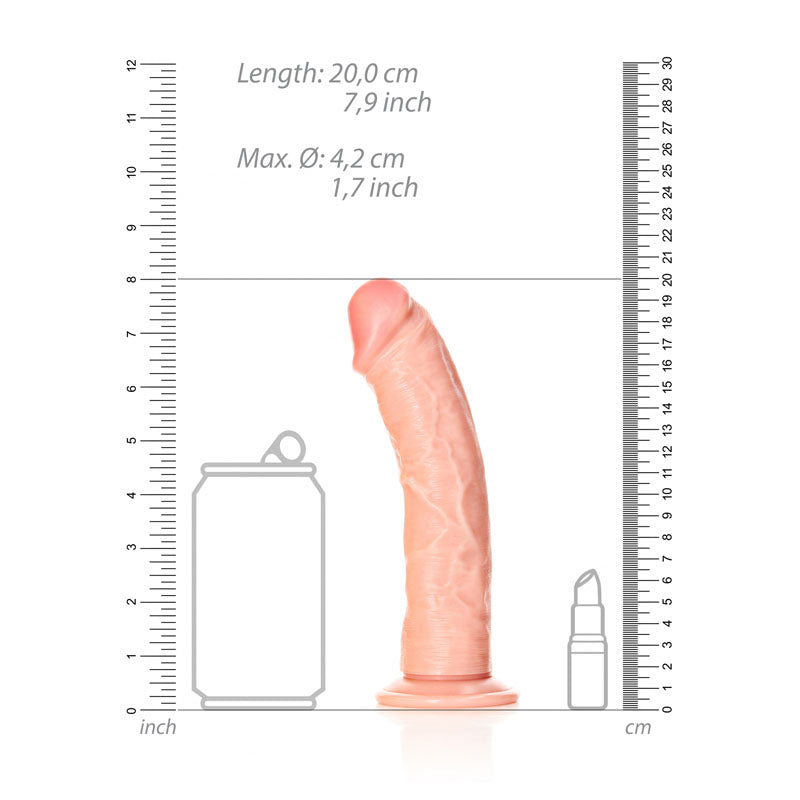 REALROCK Realistic Curved Dildo with Suction Cup - 18 cm Flesh