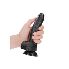 REALROCK Curved Realistic Dildo Dong with Balls 18cm - Black
