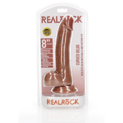 REALROCK Realistic Curved Dong with Balls - 20.5 cm Tan