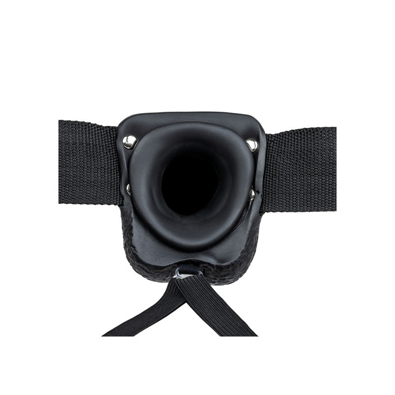 Vibrating Hollow Strap on Dildo with Balls 18cm - Black