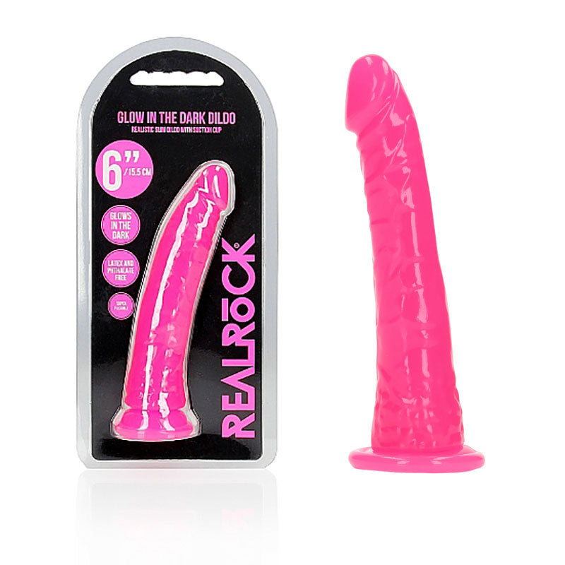 REALROCK 15.5 cm Slim Dong Glow in the Dark - Neon Pink