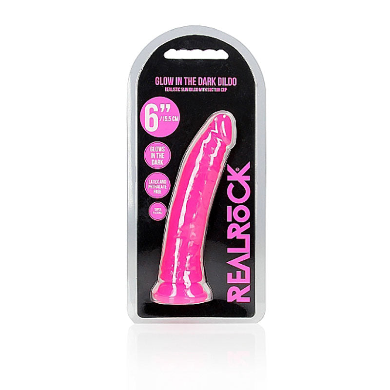 REALROCK 15.5 cm Slim Dong Glow in the Dark - Neon Pink