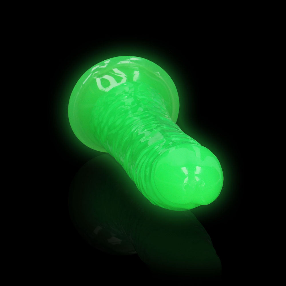 REALROCK 18 cm Slim Glow in the Dark Anal Dildo - Neon Green