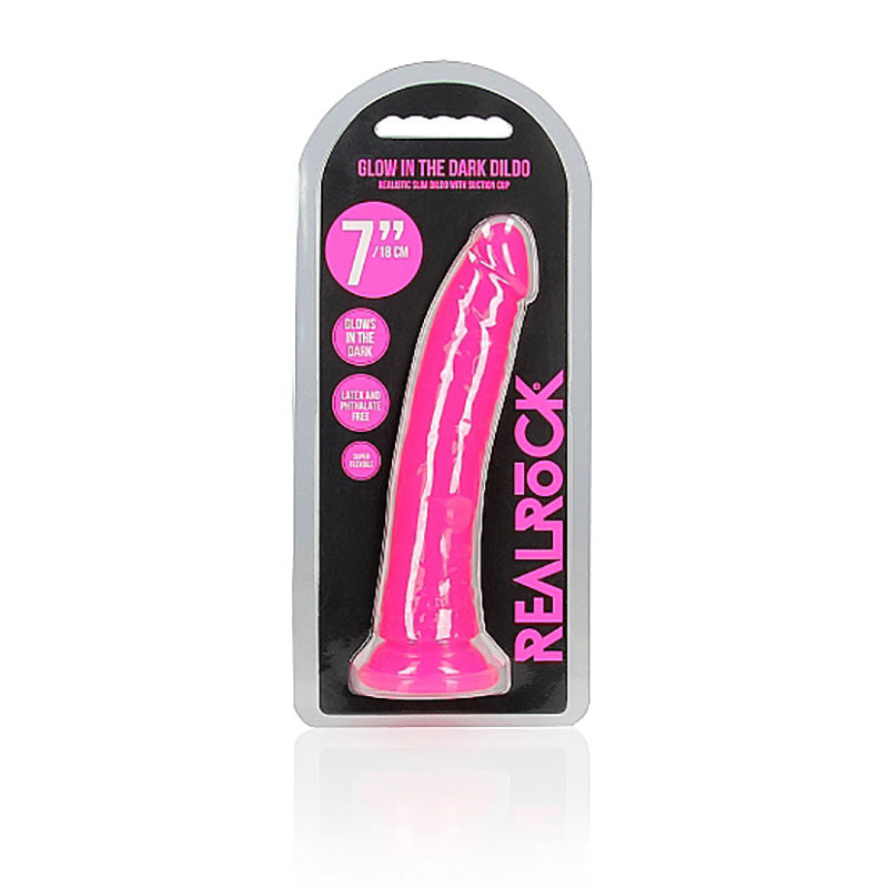 REALROCK 18 cm Slim Dong Glow in the Dark - Neon Pink