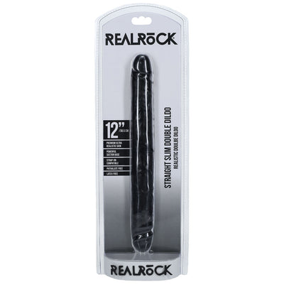 REALROCK 30cm Slim Double Dildo - Black