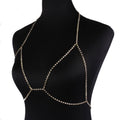Body chain women's Rhinestone body bra harness gold or silver