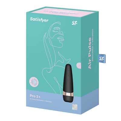 Satisfyer Pro 3+ Air Pulse Clit Sucking Stimulator - Black