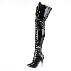 Seduce 3024 Thigh boot with 5 inch heel - Black Patent