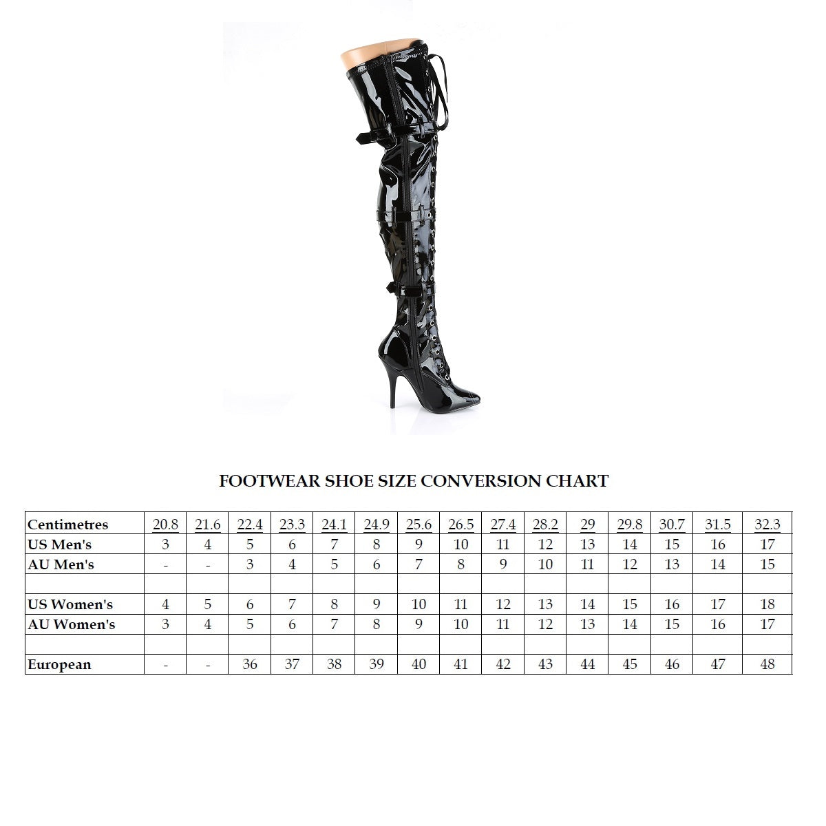 Seduce 3028 Thigh boot with 5 inch heel - Black Patent
