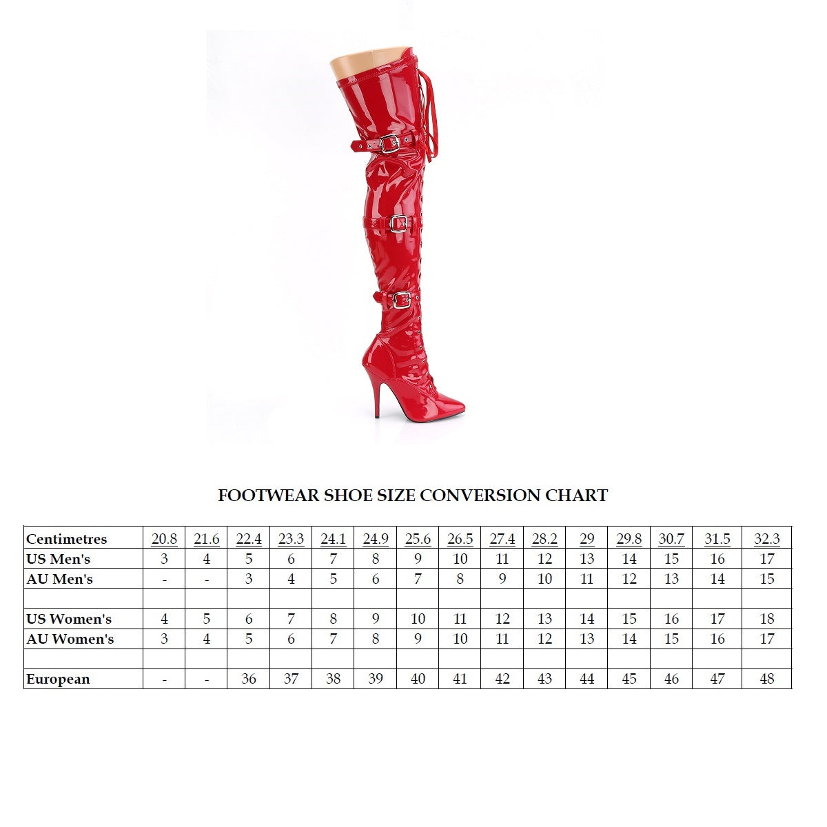 Seduce 3028 Thigh boot with 5 inch heel - Red Patent