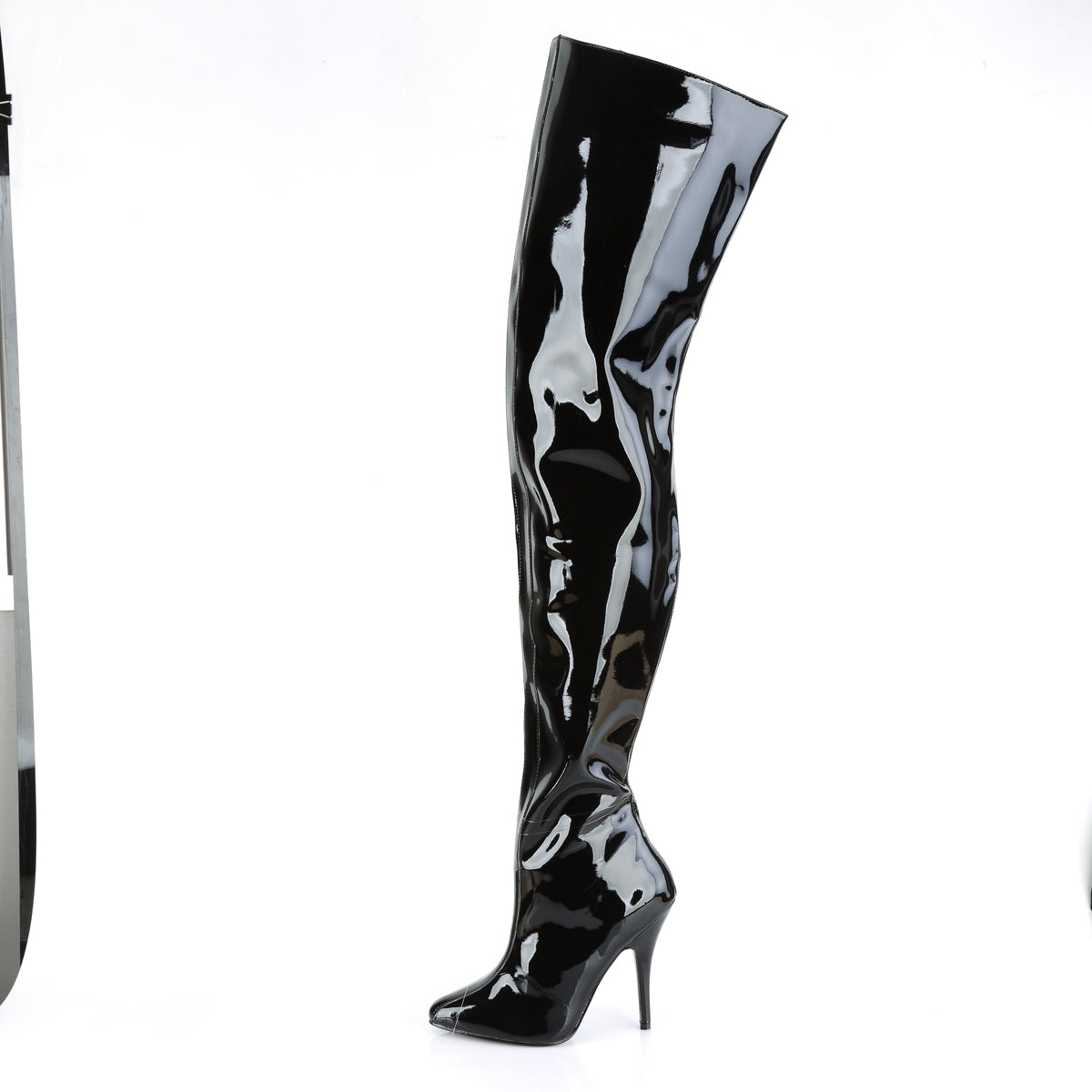Seduce 4010 Crotch high boot with 5 inch heel - Black Patent