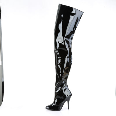 Seduce 4010 Crotch high boot with 5 inch heel - Black Patent