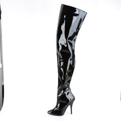 Seduce 4010 Crotch high boot with 5 inch heel - Black Patent