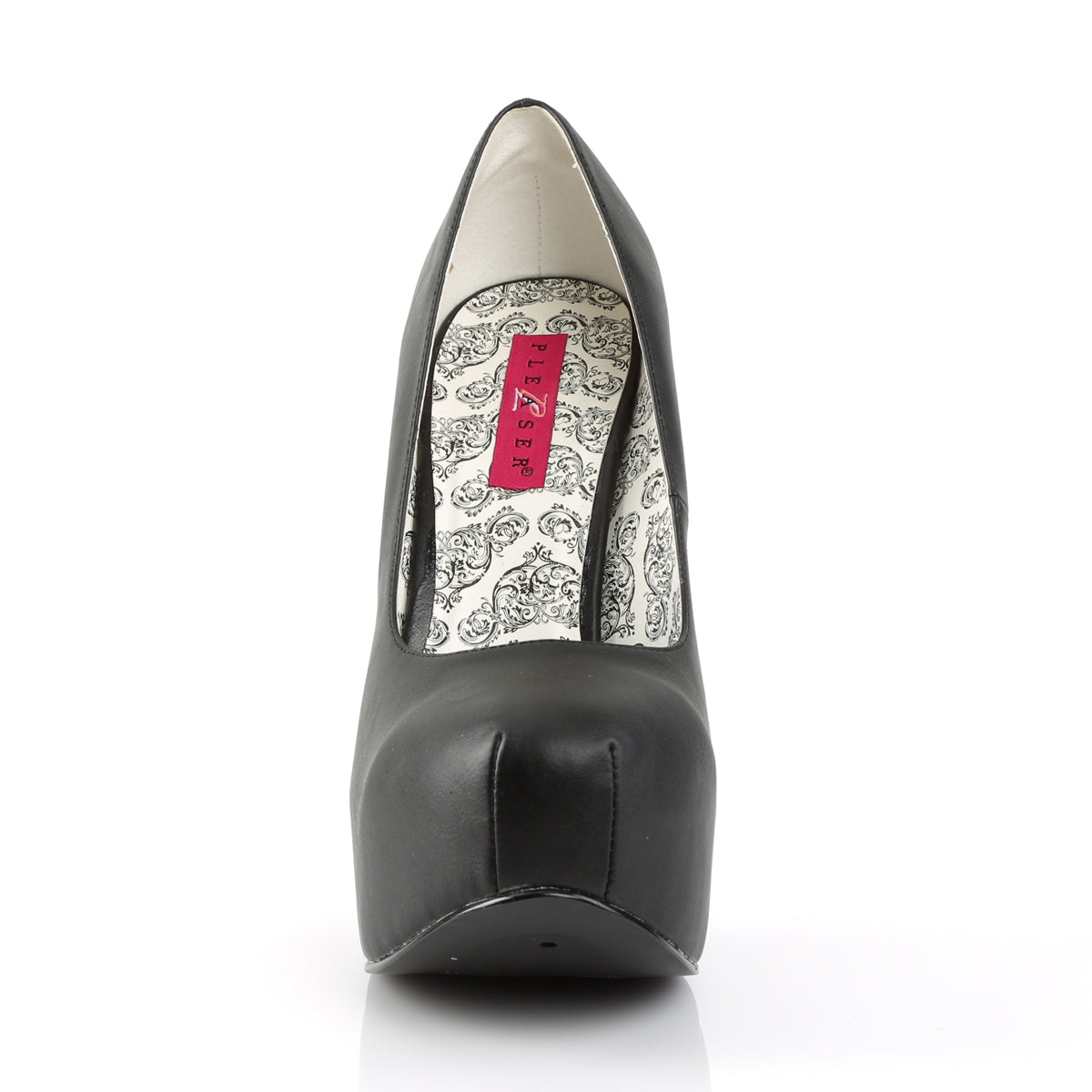 Teeze 06W Wide fit Pump with 5. 3/4 inch heel - Black Faux leather