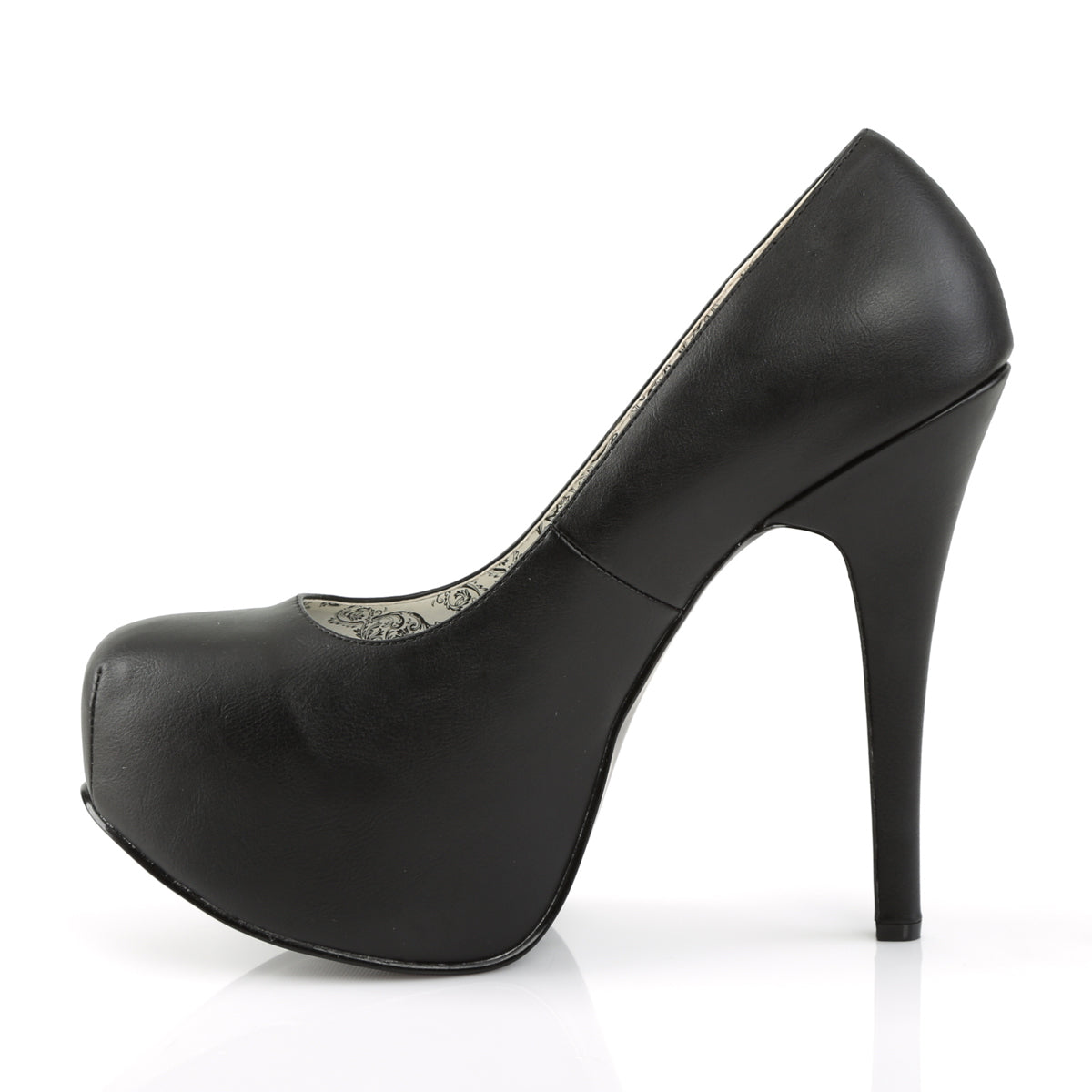 Teeze 06W Wide fit Pump with 5. 3/4 inch heel - Black Faux leather