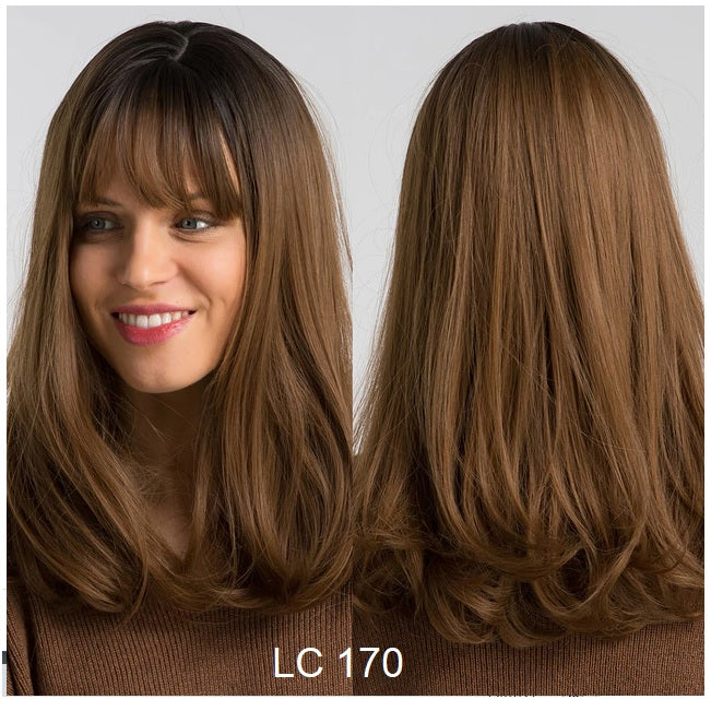 Synthetic wigs with fringe. Straight with dark roots 12 colours