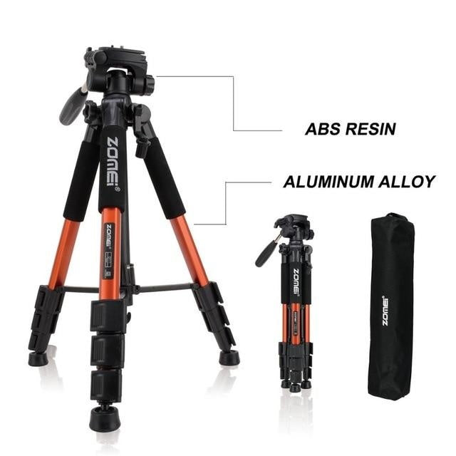 Professional grade portable aluminum tripod for SLR camera
