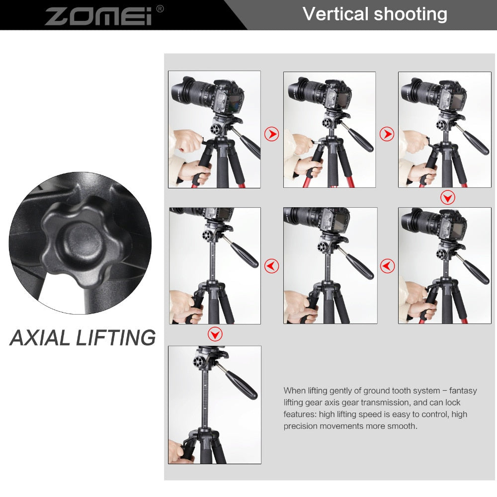 Professional grade portable aluminum tripod for SLR camera
