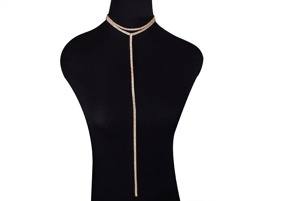 Necklace Rhinestone double wrap choker