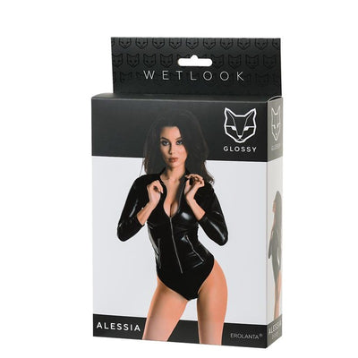 Glossy Wetlook Bodysuit w Zip - Alessia in 4 sizes