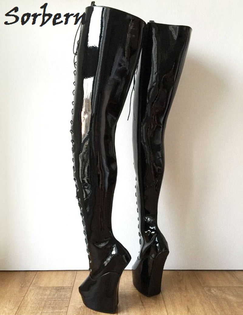 Sorbern 85cm long extreme high heelless boots for pony play & BDSM