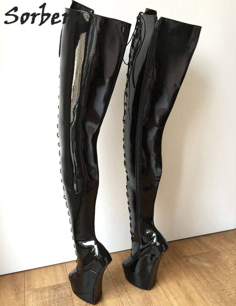 Sorbern 85cm long extreme high heelless boots for pony play & BDSM