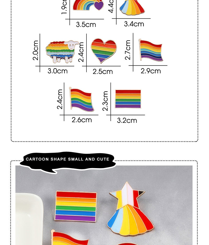 LGBT Pride lapel badges - 7 assorted styles