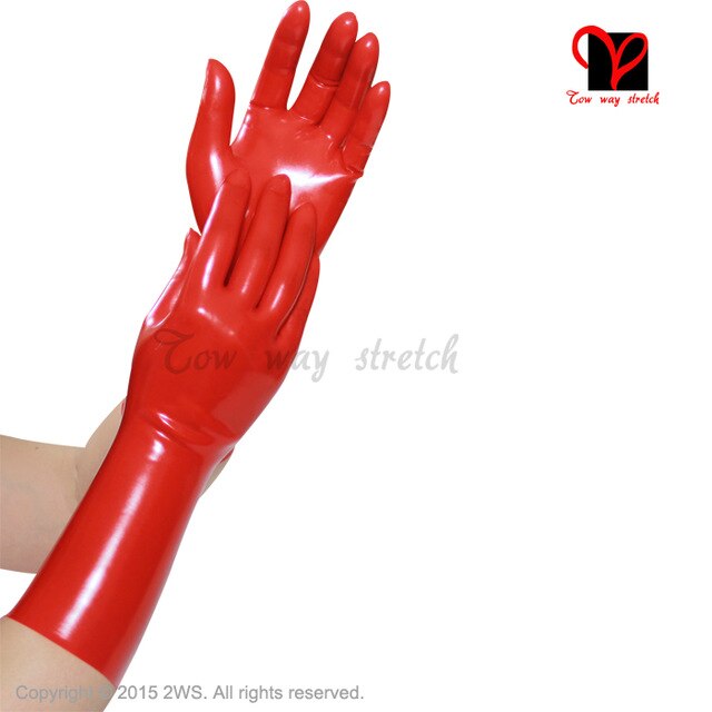 Latex gloves mid wrist length. Red or black